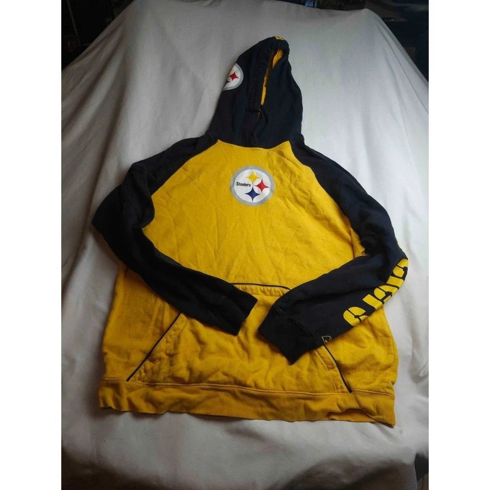 Vintage Y2K Reebok NFL Pittsburgh Steelers Hoodie L Sporty Athletic Streetwear